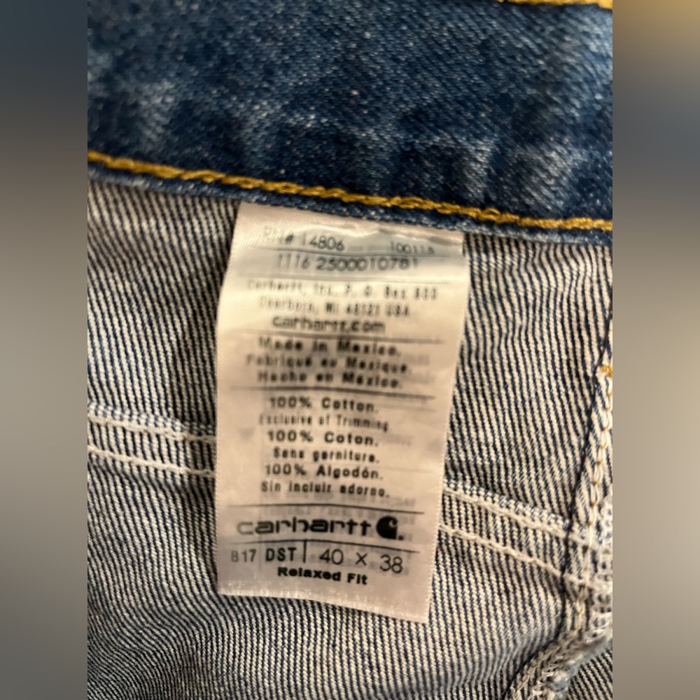 Carhartt Mens Relaxed Fit Tapered Leg 100% Cotton Denim Jeans 40X38 - Picture 12 of 12
